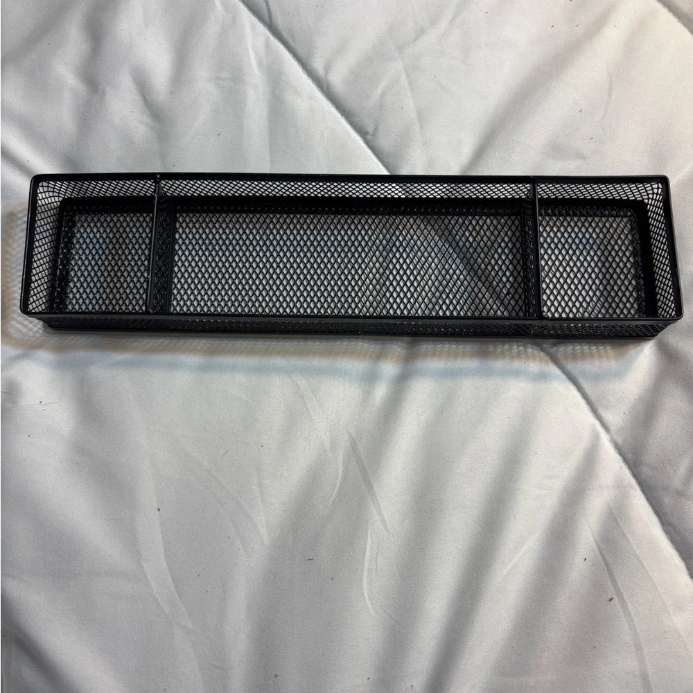 Jot Black Wire Mesh Desk Organizer - 12 x 2.75 x 1.4 Inches